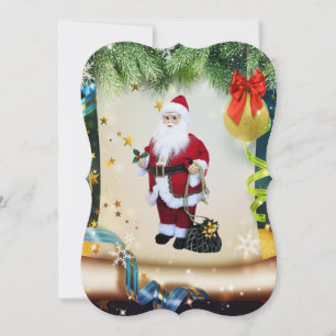 Christmas Holiday Flat Greeting Card, Santa Card