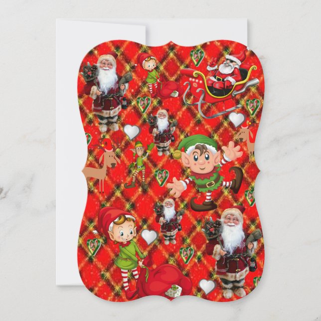 Christmas Holiday Flat Greeting Card, Santa Card (Front)