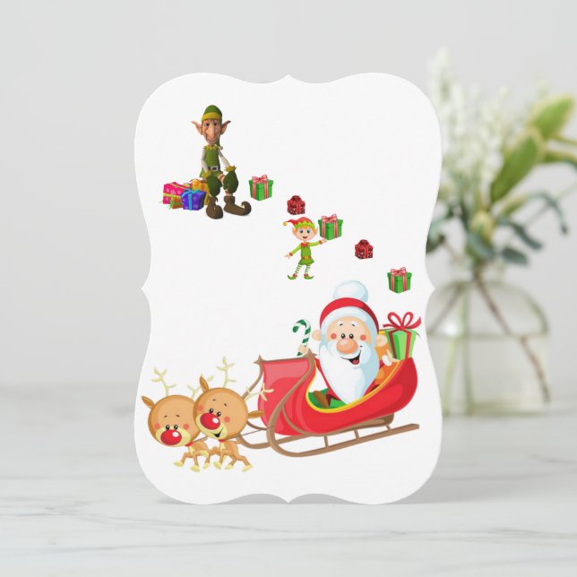 Christmas Holiday Flat Greeting Card, Santa Card (Standing Front)