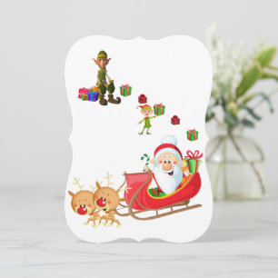 Christmas Holiday Flat Greeting Card, Santa Card