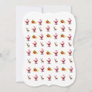 Christmas Holiday Flat Greeting Card, Santa Card