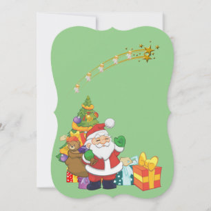 Christmas Holiday Flat Greeting Card, Santa Card