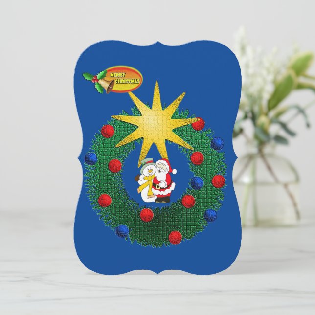 Christmas Holiday Flat Greeting Card, Santa Card (Standing Front)