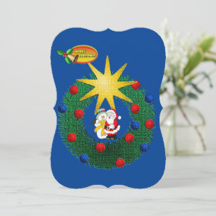 Christmas Holiday Flat Greeting Card, Santa Card