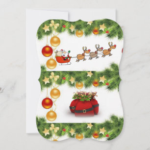 Christmas Holiday Flat Greeting Card, Santa Card
