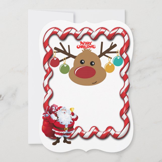 Christmas Holiday Flat Greeting Card, Santa Card (Front)