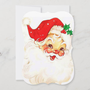 Christmas Holiday Flat Greeting Card, Santa Card