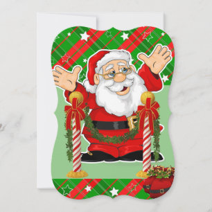 Christmas Holiday Flat Greeting Card, Santa Card