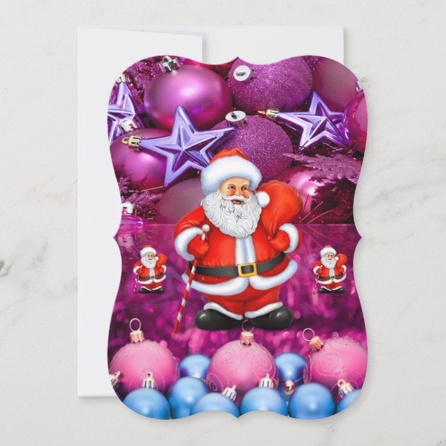 Christmas Holiday Flat Greeting Card, Santa Card (Front)