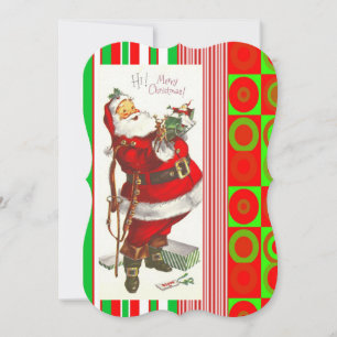 Christmas Holiday Flat Greeting Card, Santa Card