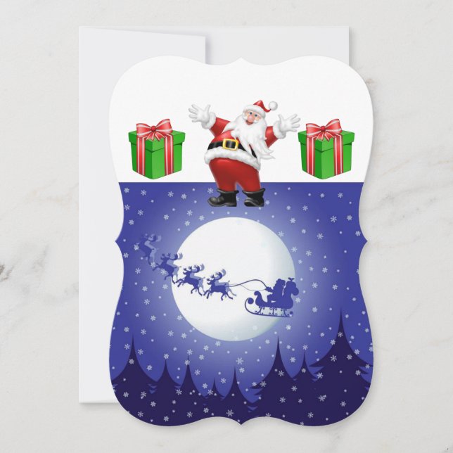 Christmas Holiday Flat Greeting Card, Santa Card (Front)