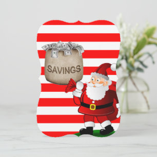 Christmas Holiday Flat Greeting Card, Santa Card