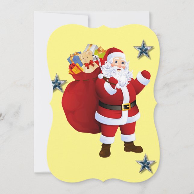 Christmas Holiday Flat Greeting Card, Santa Card (Front)