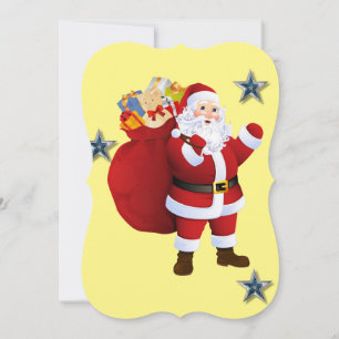 Christmas Holiday Flat Greeting Card, Santa Card