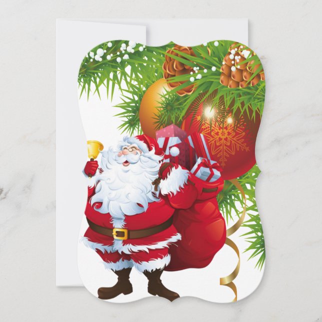 Christmas Holiday Flat Greeting Card, Santa Card (Front)