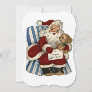 Christmas Holiday Flat Greeting Card, Santa Card