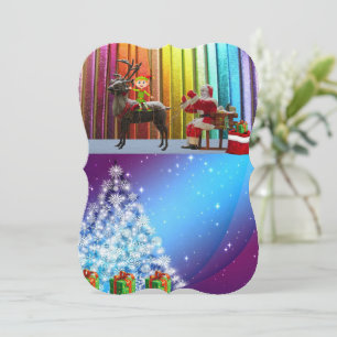 Christmas Holiday Flat Greeting Card, Santa Card