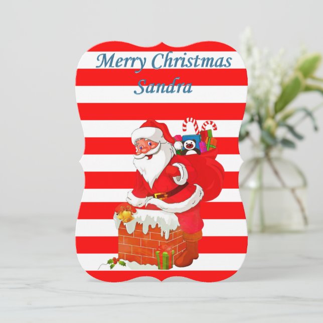 Christmas Holiday Flat Greeting Card, Santa Card (Standing Front)
