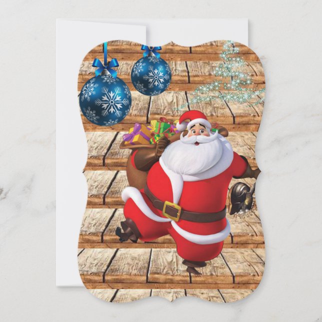 Christmas Holiday Flat Greeting Card, Santa Card (Front)