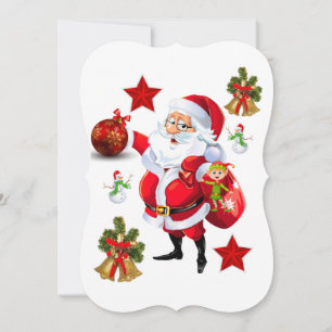 Christmas Holiday Flat Greeting Card, Santa Card