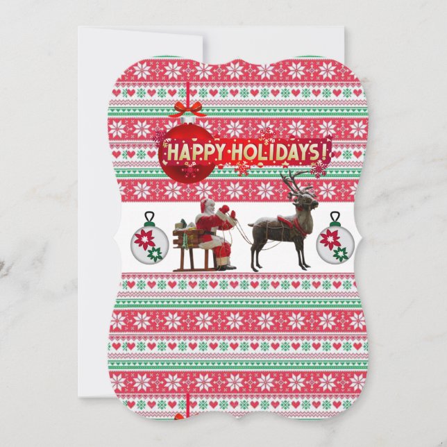 Christmas Holiday Flat Greeting Card, Santa Card (Front)