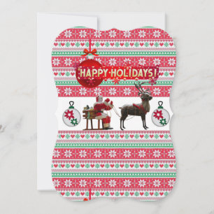 Christmas Holiday Flat Greeting Card, Santa Card