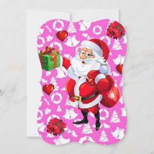 Christmas Holiday Flat Greeting Card, Santa Card