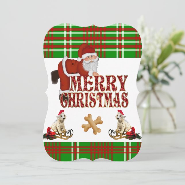 Christmas Holiday Flat Greeting Card, Santa Card (Standing Front)