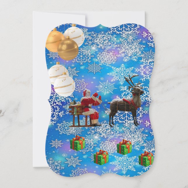 Christmas Holiday Flat Greeting Card, Santa Card (Front)