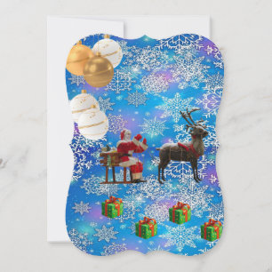 Christmas Holiday Flat Greeting Card, Santa Card