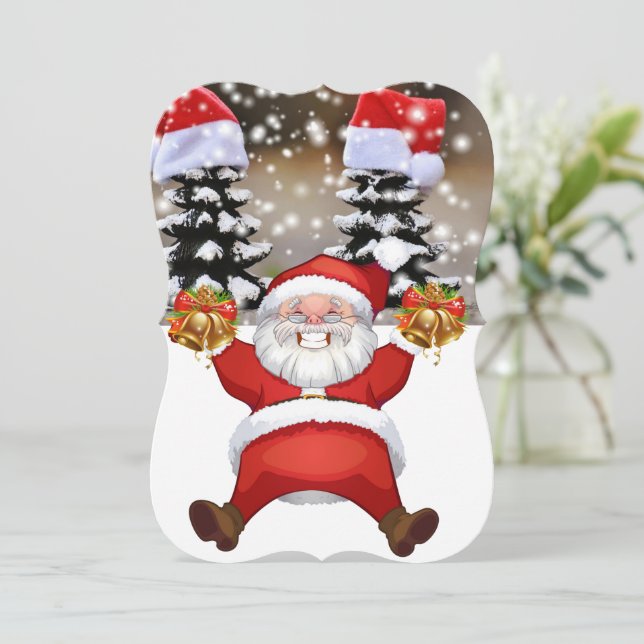Christmas Holiday Flat Greeting Card, Santa Card (Standing Front)