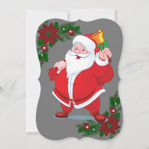 Christmas Holiday Flat Greeting Card, Santa Card