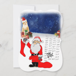 Christmas Holiday Flat Greeting Card, Santa Card