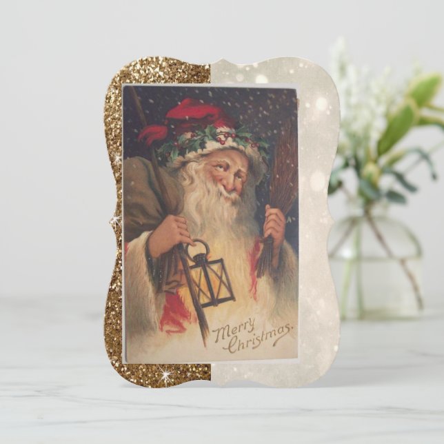 Christmas Holiday Flat Greeting Card, Santa Card (Standing Front)