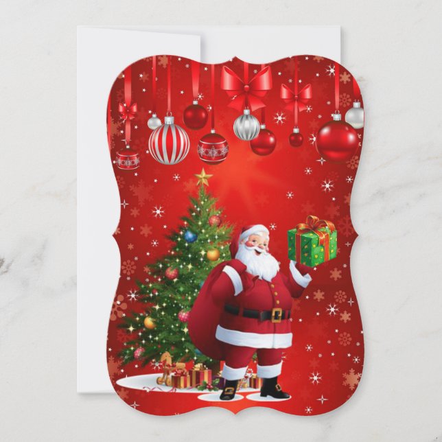 Christmas Holiday Flat Greeting Card, Santa Card (Front)