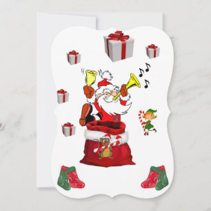 Christmas Holiday Flat Greeting Card, Santa Card