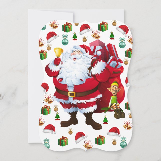 Christmas Holiday Flat Greeting Card, Santa Card (Front)