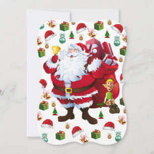 Christmas Holiday Flat Greeting Card, Santa Card