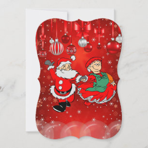 Christmas Holiday Flat Greeting Card, Santa Card