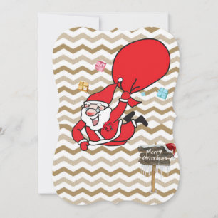 Christmas Holiday Flat Greeting Card, Santa Card