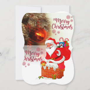 Christmas Holiday Flat Greeting Card, Santa Card
