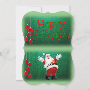 Christmas Holiday Flat Greeting Card, Santa Card