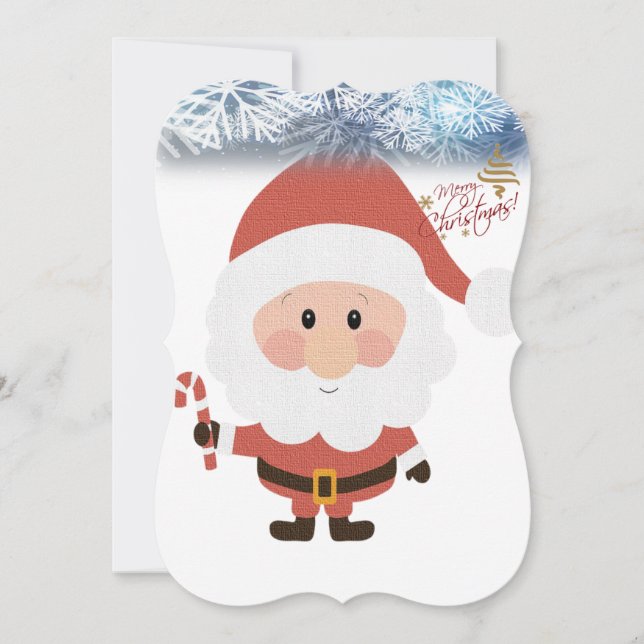 Christmas Holiday Flat Greeting Card, Santa Card (Front)