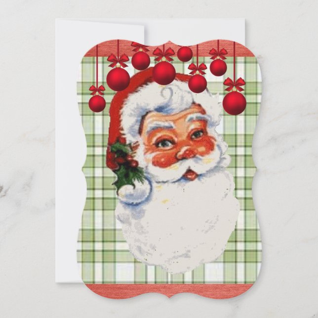 Christmas Holiday Flat Greeting Card, Santa Card (Front)