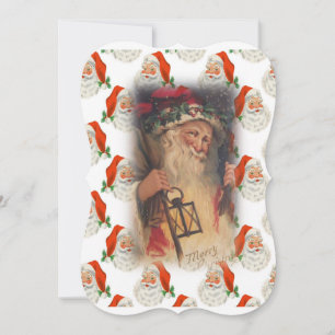 Christmas Holiday Flat Greeting Card, Santa Card
