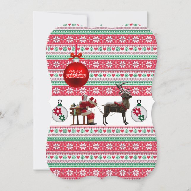 Christmas Holiday Flat Greeting Card, Santa Card (Front)