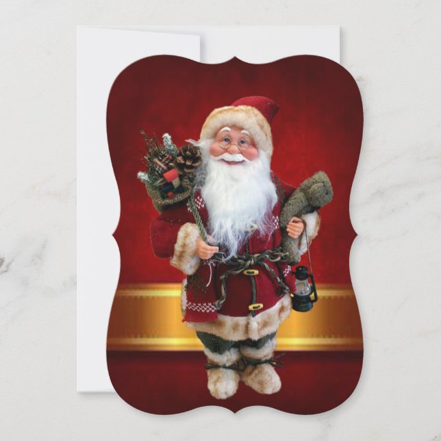 Christmas Holiday Flat Greeting Card, Santa Card (Front)