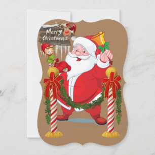 Christmas Holiday Flat Greeting Card, Santa Elf Card