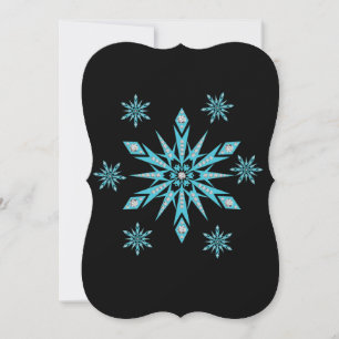 Christmas Holiday Flat Greeting Card, Snowflake Card
