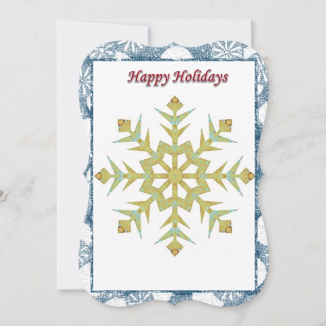 Christmas Holiday Flat Greeting Card, Snowflake Card (Front)